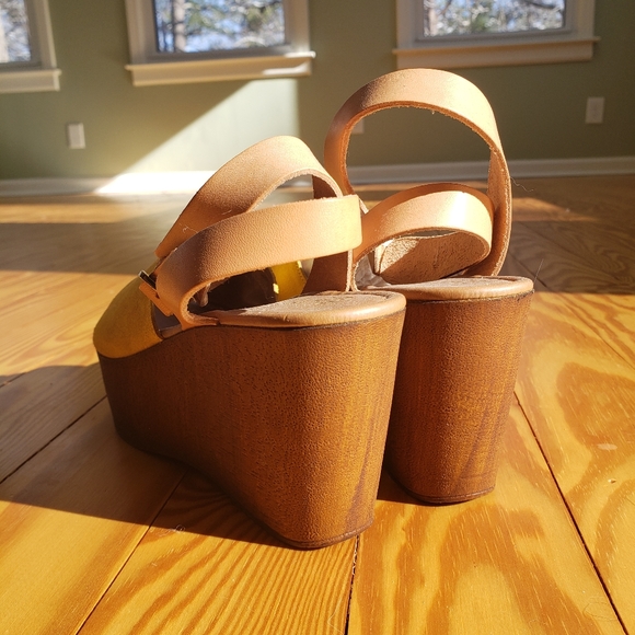 Never Worn! Harvest yellow suede wedge sandals - Picture 2 of 8